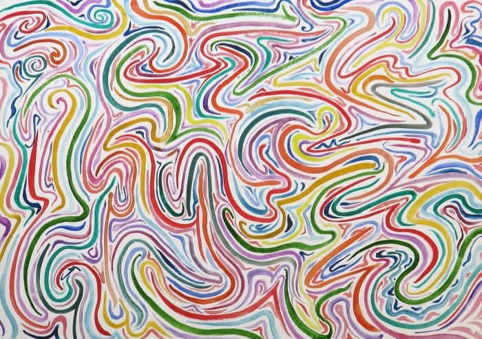 "Rainbow Brushstrokes" watercolor by Erik Kaye, copyright 2014