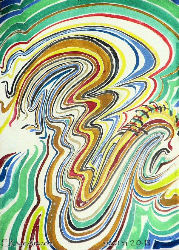 "Dragon vii," watercolor by Erik Kaye, copyright 2013, 2014