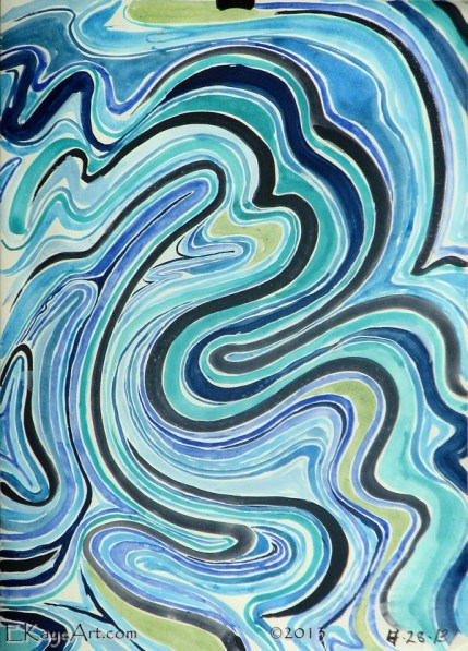 "Brushstrokes XI v2" ink and watercolor by Erik Kaye, copyright 2013/2018