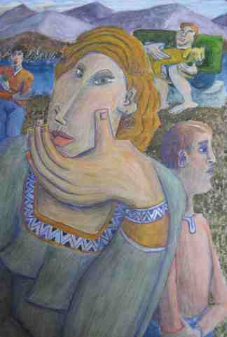 At The River mixed media by Bea Garth, copyright 2014