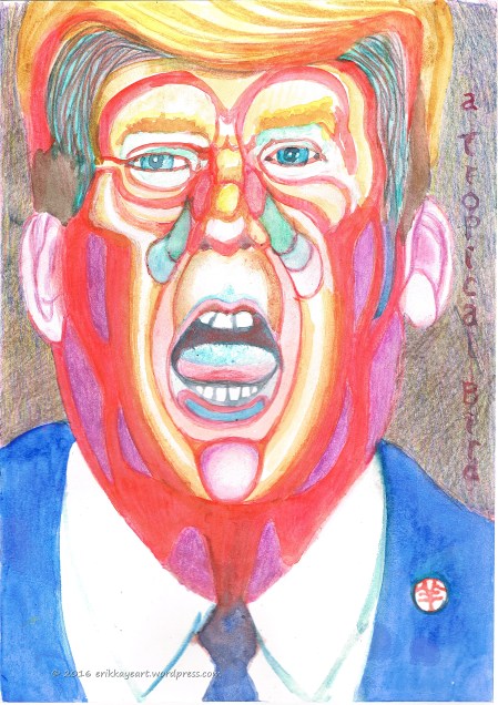 "A Tropical Bird" mixed media by Erik Kaye, copyright 2016