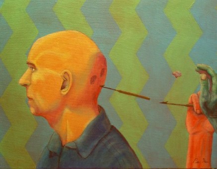 "Gossip," acrylic painting by Peter Moen, copyright 2017