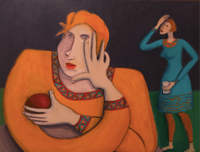 The Look or It Can't Be Happening by Bea Garth copyright 2020 acrylic on canvas 16x20